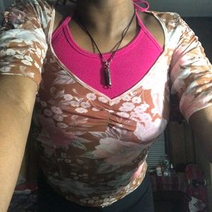 Y2k sheer floral crop top
